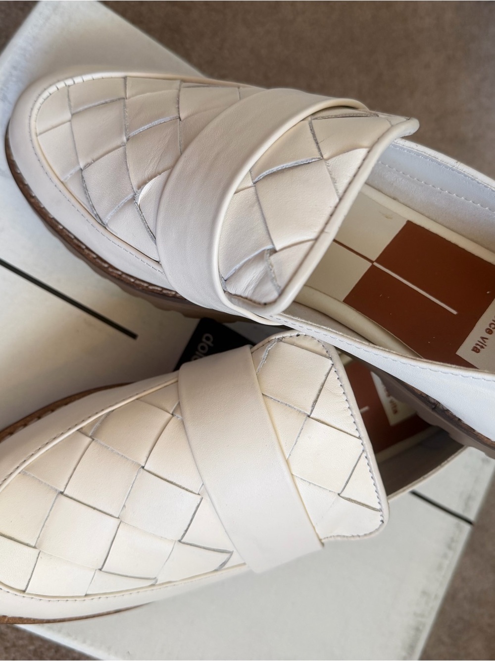 Dolce Vita Cream Quilted Leather Penny Loafers